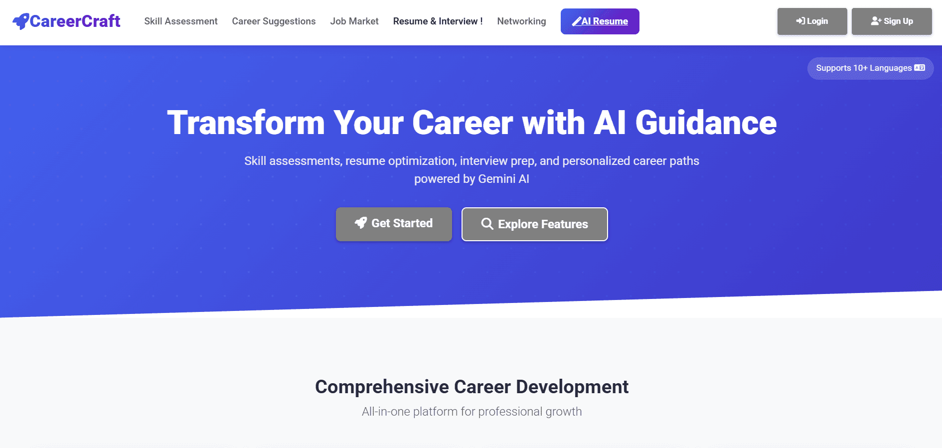 CareerCraft dashboard and AI advisor